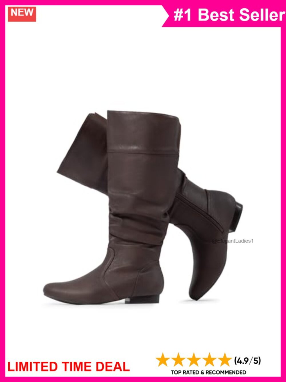 Wide Calf Knee High Slouchy Boots Faux Fur Lined Side Zip Winter